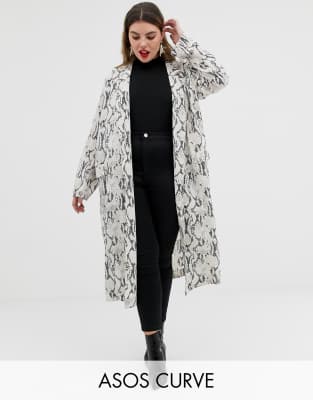 snake print duster coat