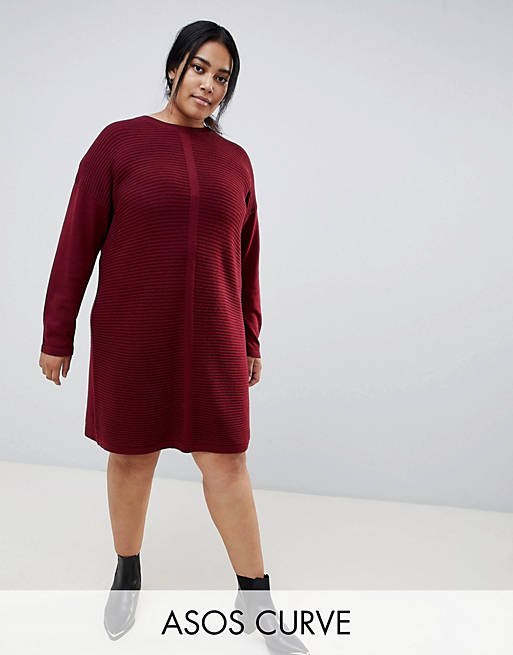 ASOS DESIGN Curve eco knitted mini dress in ripple