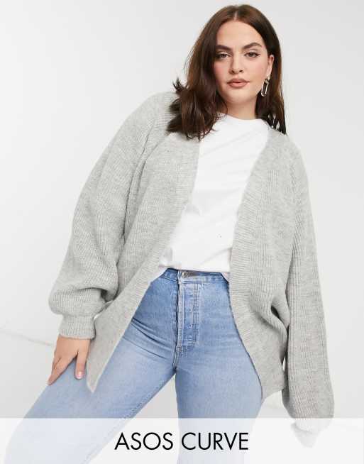 Curve edge to edge boxy cardigan in gray