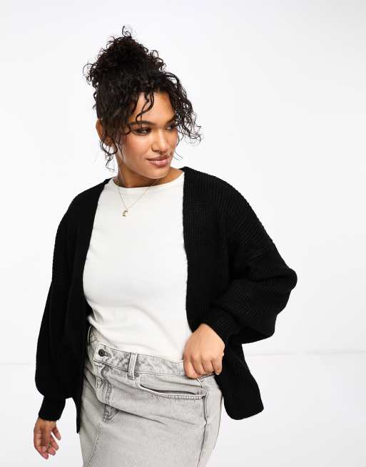 ASOS DESIGN Curve – Edge to Edge – Svart öppen kofta