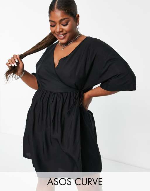 Asos black store kimono dress