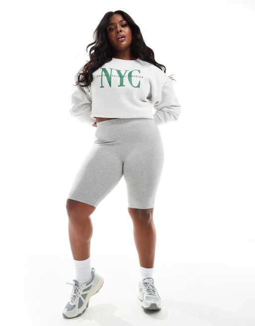 ASOS DESIGN Curve - Eenvoudige leggingshort in gemêleerd grijs