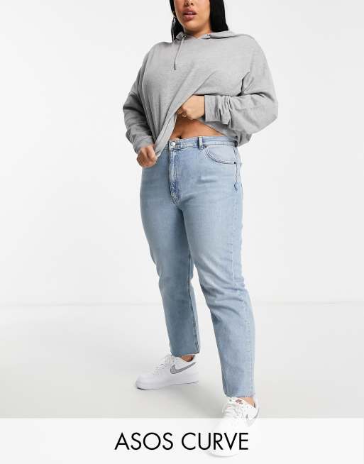 ASOS DESIGN Curve - Effortless - Cropped kick-flared jeans met hoge taille en stretch in lichte wassing