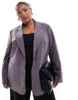 ASOS DESIGN Curve - Einreihiger Blazer in Grau