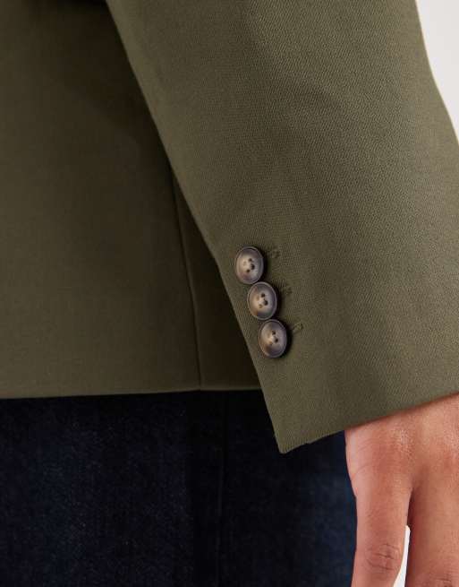 ASOS DESIGN Curve – Elegancka marynarka grandad w kolorze khaki, 3 z 4