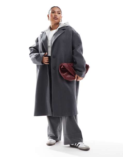 ASOS DESIGN Curve – Elegancki grafitowy płaszcz - view 1