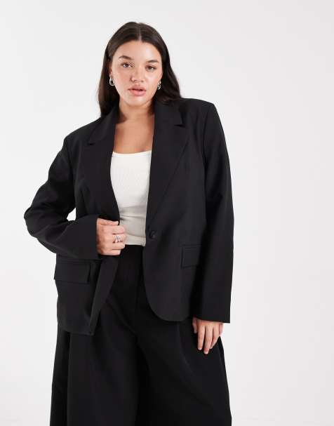ASOS DESIGN Curve - Elegante blazer in zwart, deel van co-ord set - view 1