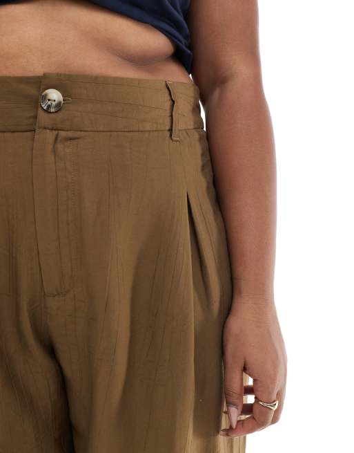 ASOS DESIGN Curve - Elegante broek met contrasterend paneel in mokka, 4 van 5
