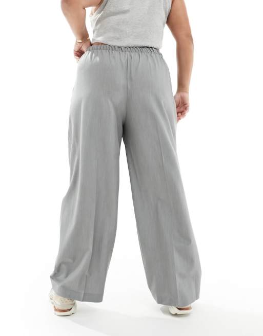 ASOS DESIGN Curve - Elegante broek met elastische taille in grijs, 2 van 5