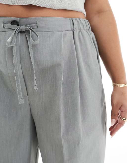 ASOS DESIGN Curve - Elegante broek met elastische taille in grijs, 3 van 5