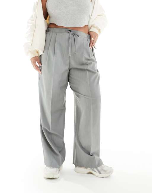 ASOS DESIGN Curve - Elegante broek met elastische taille in grijs, 4 van 5
