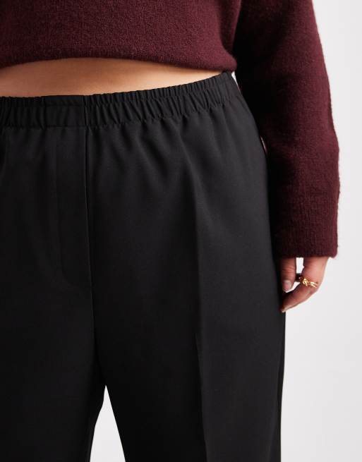 ASOS DESIGN Curve - Elegante broek met elastische taille in zwart , 5 van 5
