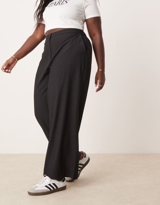 ASOS DESIGN Curve - Elegante dad broek met wijde pijpen in zwart, 4 van 5