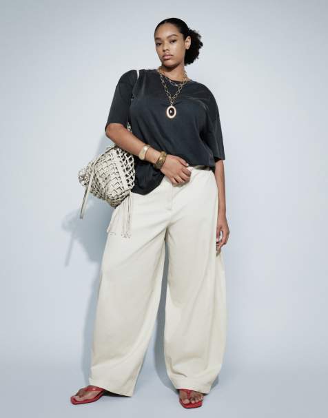 ASOS DESIGN Curve - Elegante extreem toelopende broek met ballonpijpen in stone - view 1