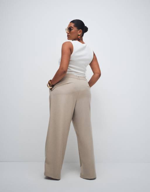 ASOS DESIGN Curve – Elegante Hose in Camel mit maskulinem Schnitt und niedrigem Bund, 4 von 8