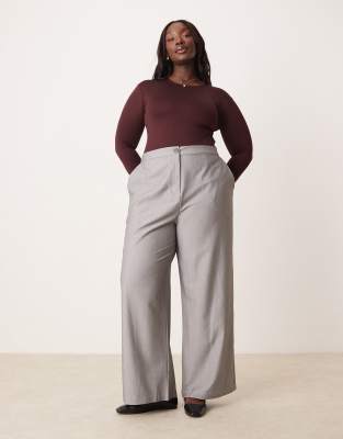 ASOS DESIGN Curve - Elegante Hose in Grau mit lockerem, geradem Schnitt