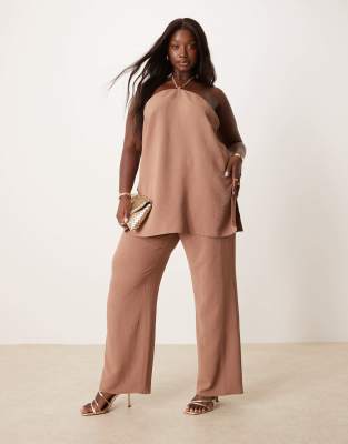 ASOS DESIGN Curve - Elegante Hose in Mokka mit geradem Bein, Kombiteil-Braun