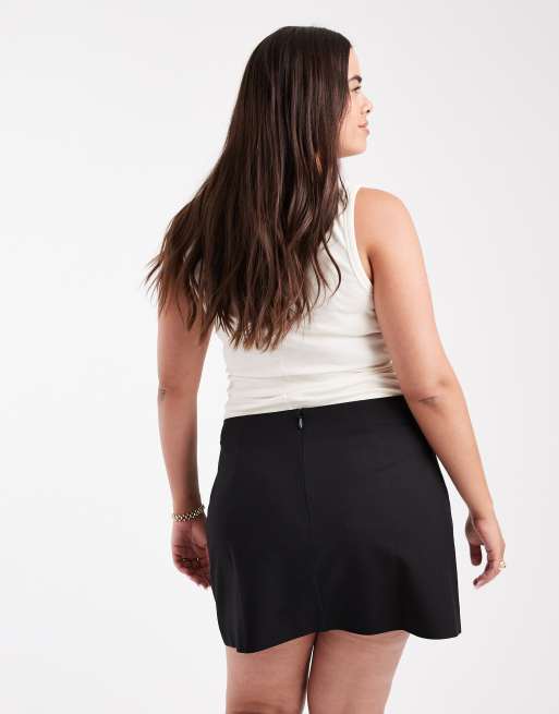 ASOS DESIGN Curve - Elegante mini rok met split in zwart, 4 van 5