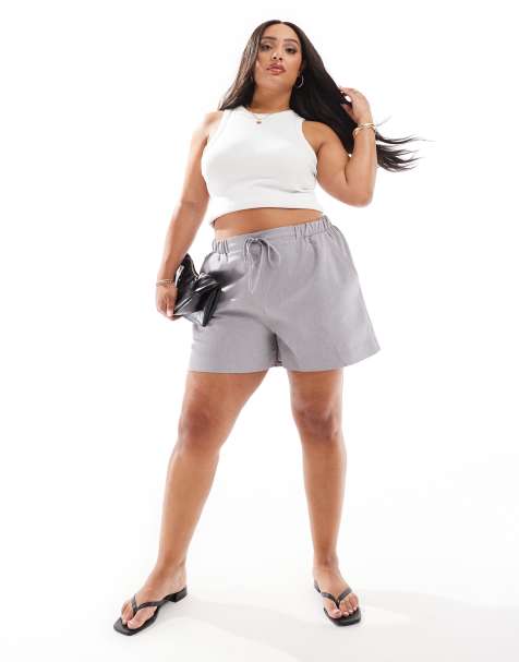 ASOS DESIGN Curve - Elegante short met elastische taille in grijs - view 1