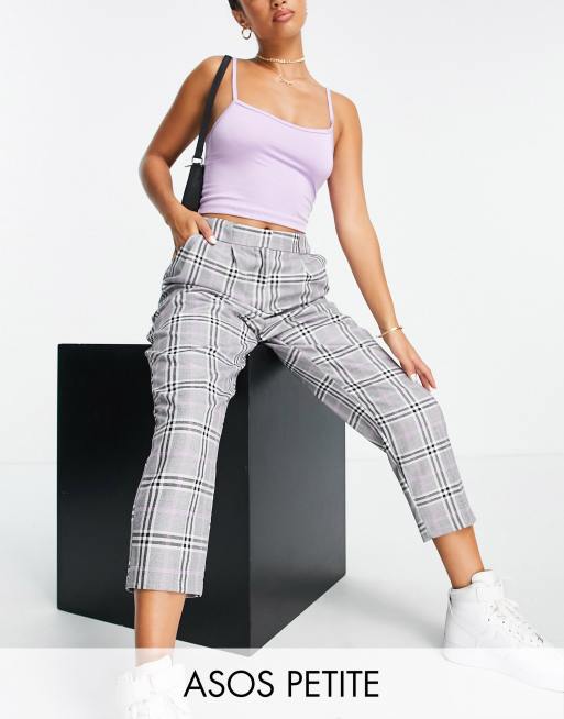ASOS DESIGN Curve - Elegante, tapered bukser i lilla Prince of Wales-tern