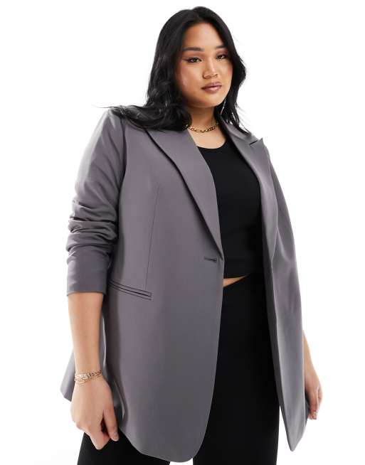 ASOS DESIGN Curve – Eleganter Relaxed Fit Blazer in Grau, 4 von 4