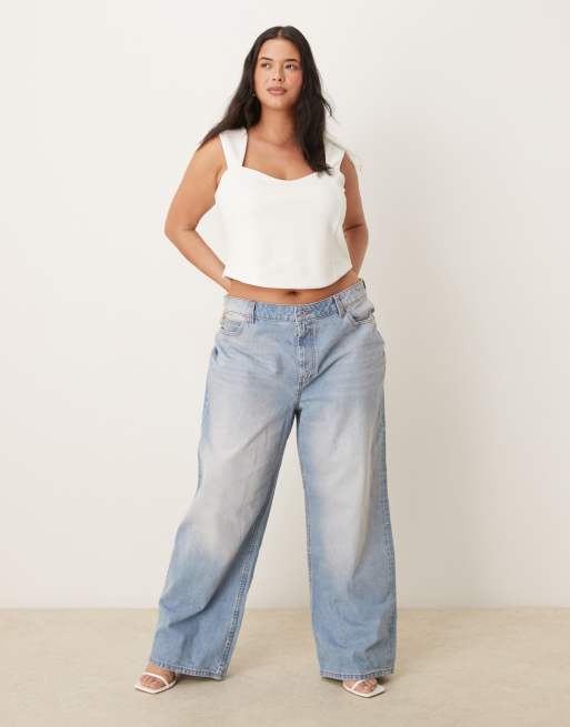 ASOS DESIGN Curve - Elfenbenshvid korsettop i ponte, 4 af 4