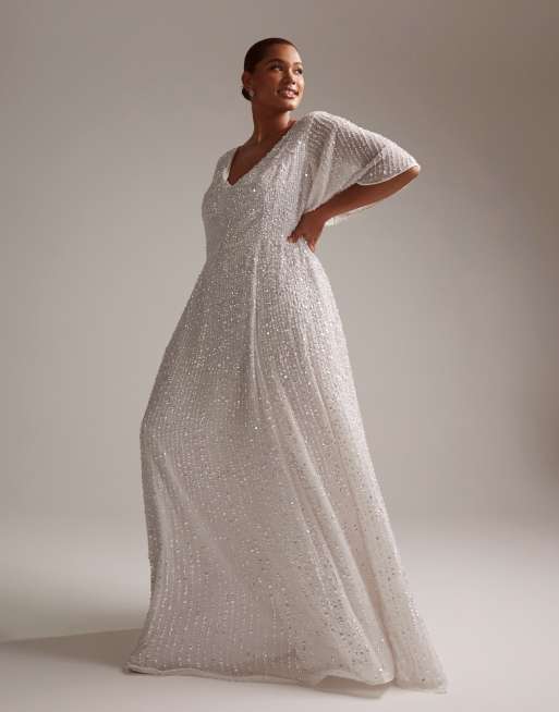 Asos flutter sleeve wedding hot sale dress