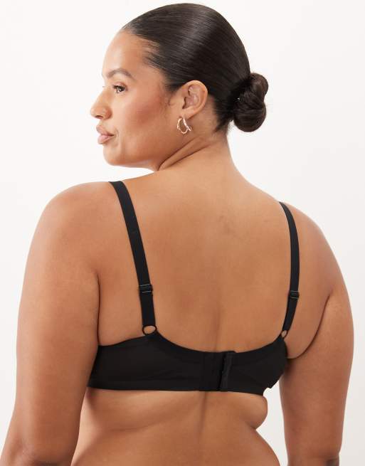 ASOS DESIGN Curve – Ella – Geformter, halb wattierter Bügel-BH aus Mikrofaser in Schwarz mit Netzstoff-Detail, 3 von 4