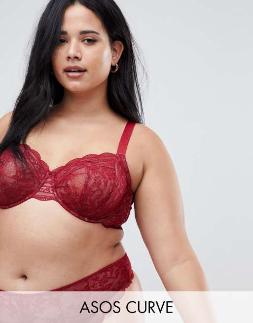 ASOS DESIGN – Curve – Ella – Koronkowy biustonosz z fiszbinami