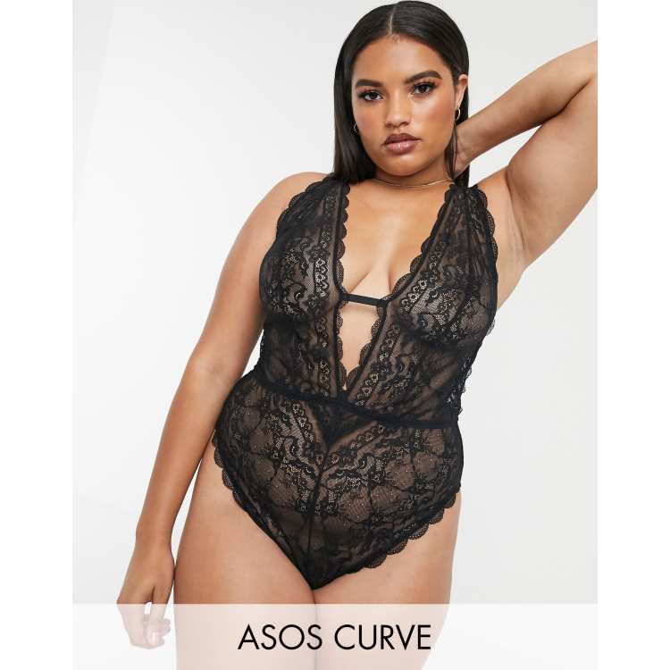 ASOS DESIGN Ella lace plunge body