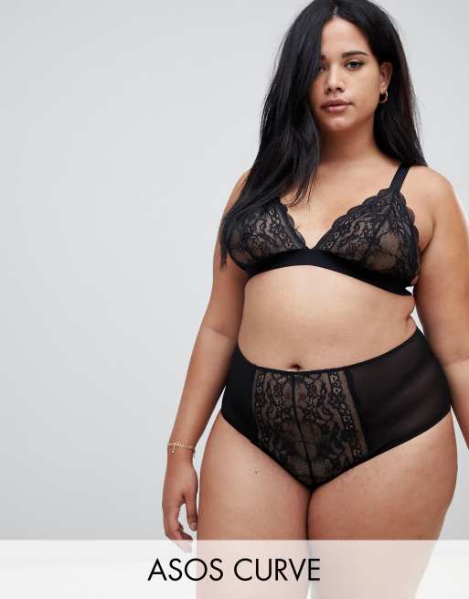 ASOS DESIGN Curve - Ella - Ensemble avec soutien-gorge triangle en dentelle, 2 de 3