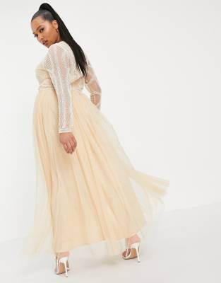 ASOS DESIGN Curve embellished bodice maxi dress with tulle skirt ASOS