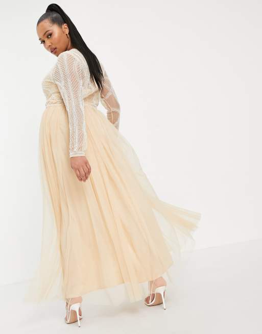 Asos design maxi dress clearance in tulle with embellished bodice