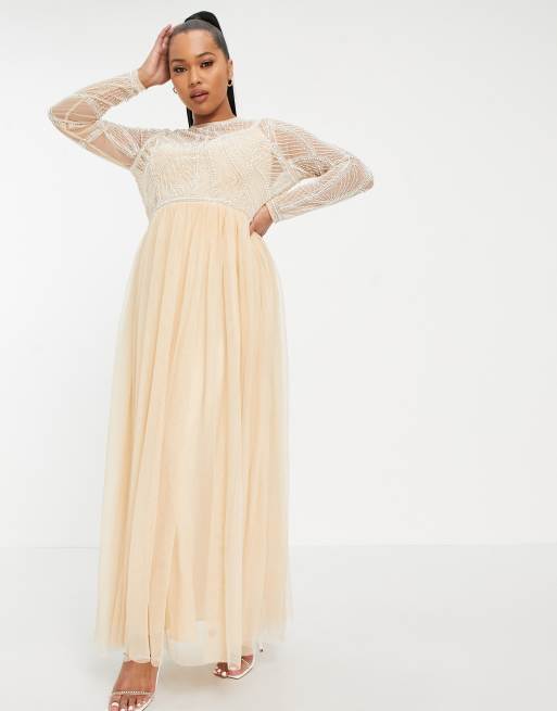 ASOS DESIGN Curve embellished bodice maxi dress with tulle skirt