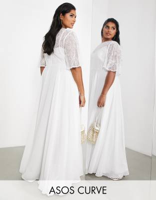 ASOS Curve ASOS DESIGN Curve embellished bodice wedding dress-White