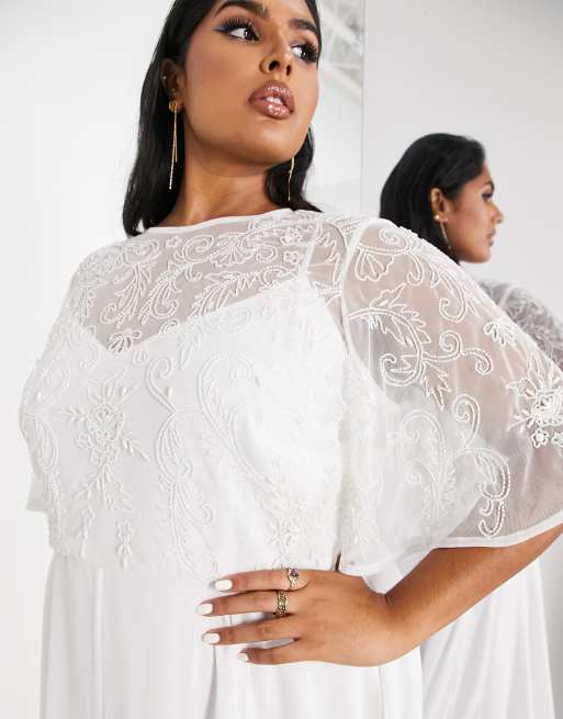 ASOS EDITION Ella blouson sleeve beaded cutwork wedding dress in