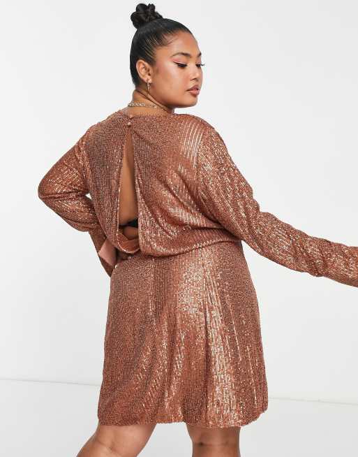 Asos design embellished shop sequin robe mini dress