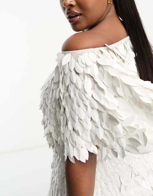 off the shoulder feather dress white A-Line Wedding Gown With Lace