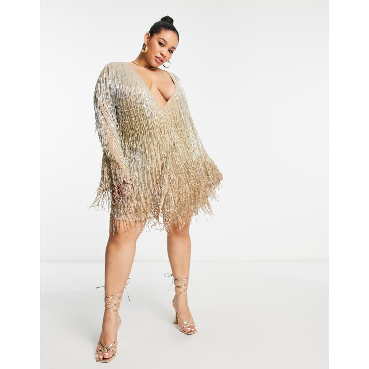 Asos design embellished 2024 fringe blazer dress