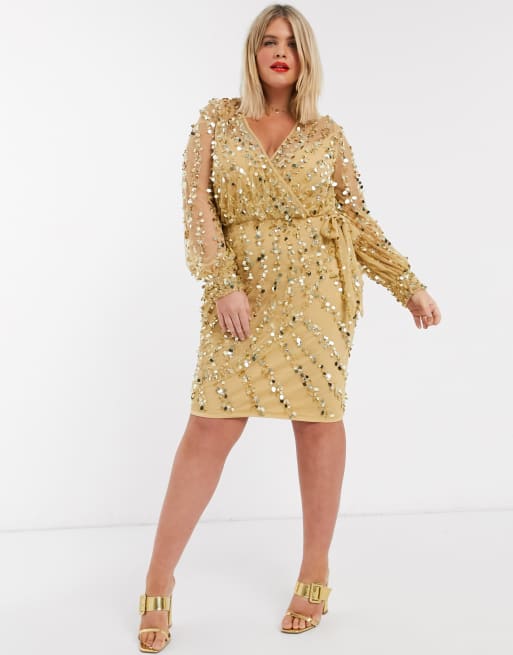 Asos gold 2024 sequin dress