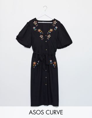 asos curve embroidered dress