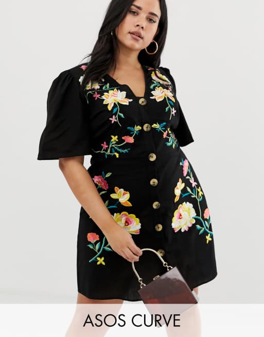 Asos curve embroidered outlet dress