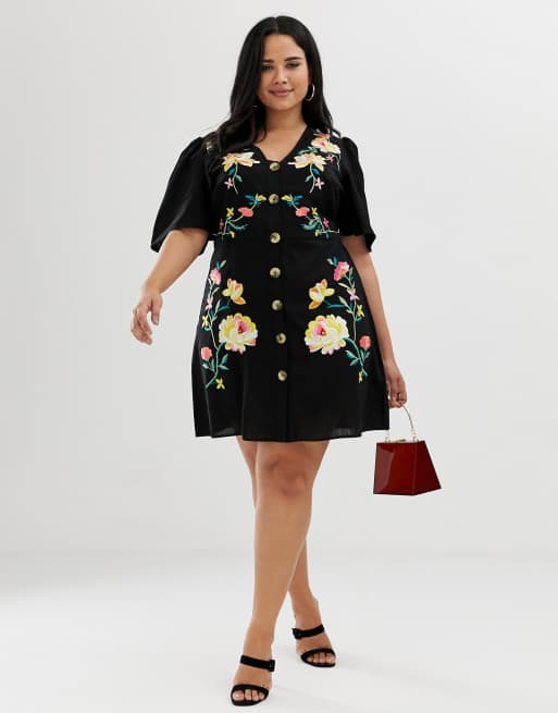 Asos curve embroidered dress sale