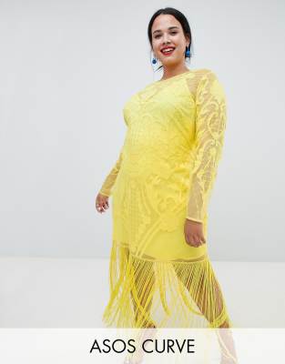 asos curve yellow dress