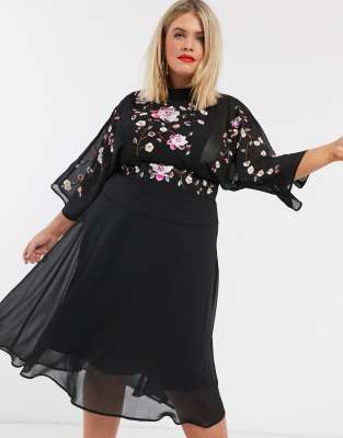 black midi high neck dress