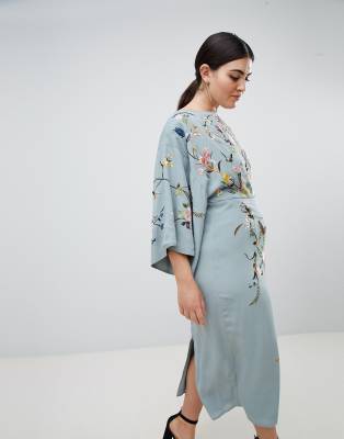 asos embroidered kimono dress