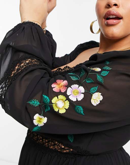 Asos curve embroidered dress sale