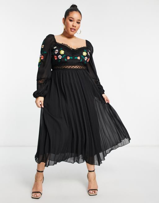 Asos curve 2025 embroidered dress