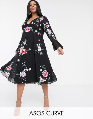 asos curve embroidered dress