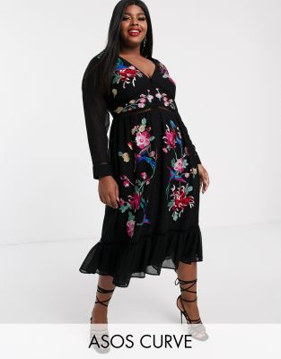 asos curve black dresses